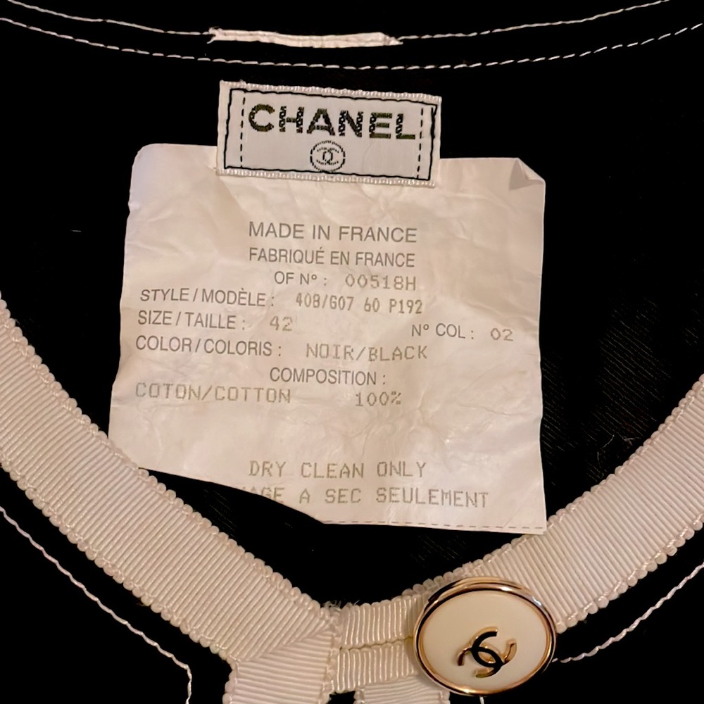 CHANEL BLK French cuff- (missing links) workwear cotton jacket